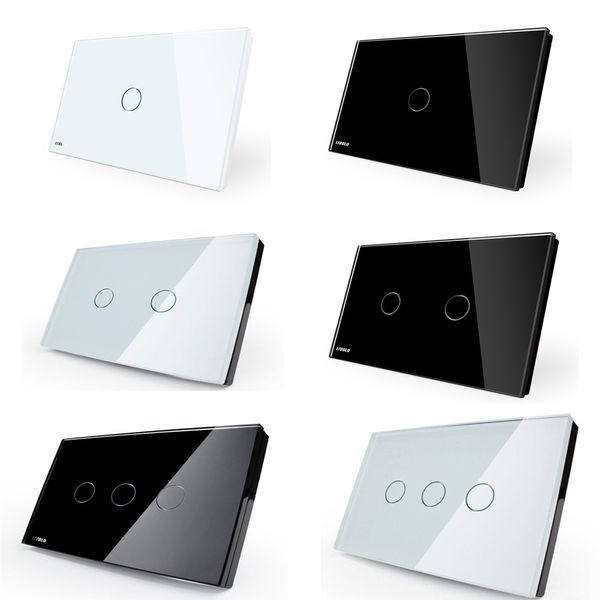 

Touch Switch Black White Crystal Glass Panel 1/2/3 gang AC110~250V LED indicator US/AU Standard Light Touch Screen Switch