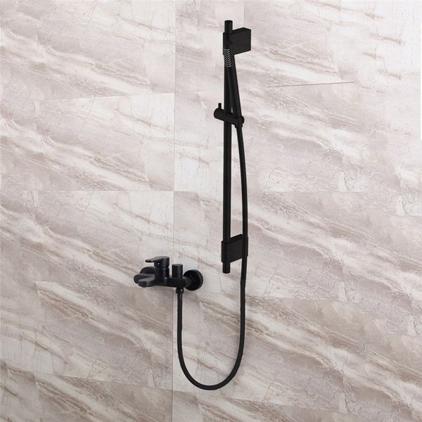 

black shower mixing faucet brass wall mounted basin faucet single handle bathroom mixer tap & shower head sets &shower slide bar