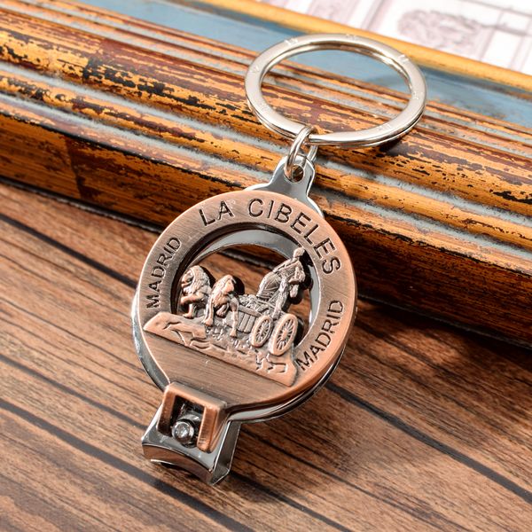

madrid la cibeles emboss building keychain spain style fuente de la cibeles shape nail scissors multi-function keychain gift, Silver
