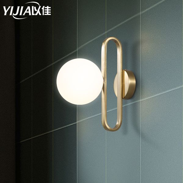 

nordic modern wall light retro loft wall lamp headlamp art deco lighting glass lampshade wall+lamps bedside lamp dining room