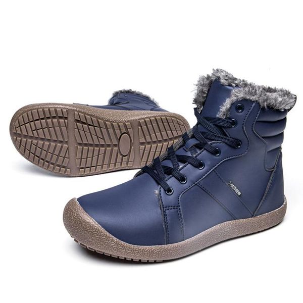 

водонепроницаемые ботинки оптовой продажи 2020 новых мужские теплые плюшевые кожаные сапоги мужчина противоскользящих лодыжки обуви с размер, Black