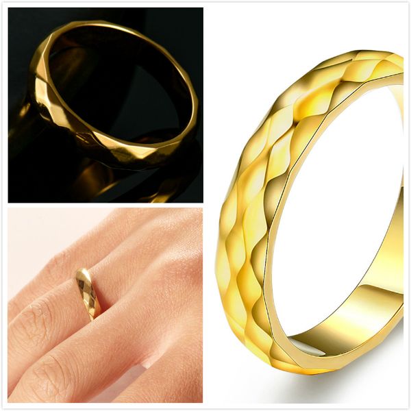 Neue Mode Titan Edelstahl vergoldet Unisex Princess Cut Finger personalisierte Ring Schmuck Geschenke für Paare Großhandel zum Verkauf