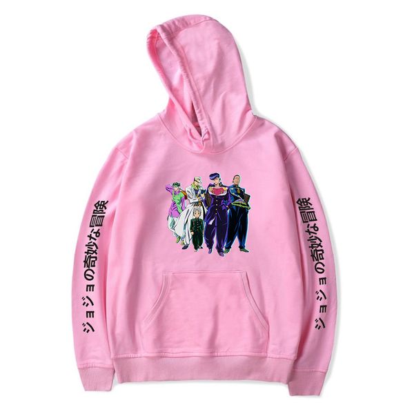 

подходит jojo толстовки мужчины женщины кофты мода с капюшоном harajuku хип-хоп повседневная толстовка jojo мальчики девочки розовые пуловер, Black