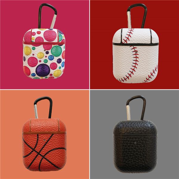 

3d cute tennis basketball earphone accessories hard leather case for apple airpods 1/2 wireless bluetooth headset case for airpods pro