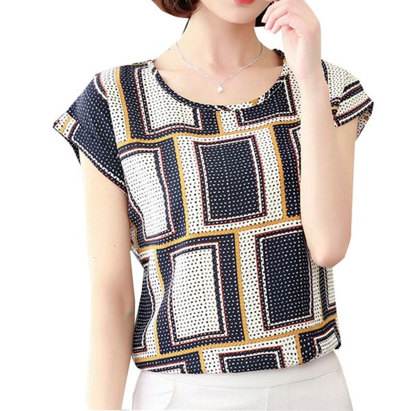 

designer blouse women blusas feminina 2019 fashion short sleeve chiffon boho blouse shirts floral print women casual clothing bmx, White