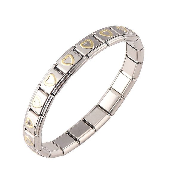 

jewelry yellow love heart elasticity elastic energy magnetic germanium italian charm bracelet fashion stainless steel gifts st14, Golden;silver