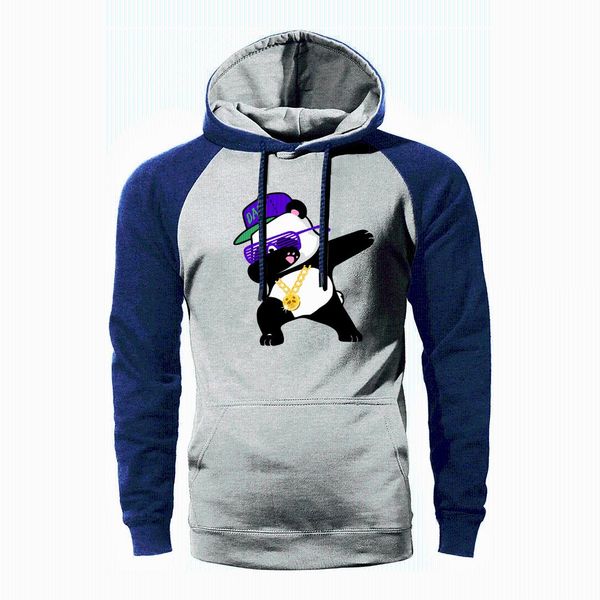 

dabbing panda raglan hoodie men funny hoodies mens dance hooded sweatshirt spring autumn hip hop streetwear punk rock sportswear, Black