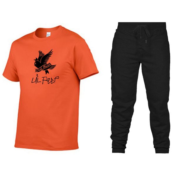 

Fashion Men's Tracksuits 2020 New Mens Active Two Pieces Suit Casual Men Letter & Bird Print Sport T Shirt + Pants 15 Colors Size S-2XL