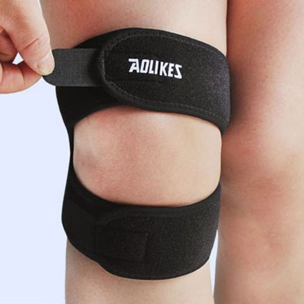 

footful padded knee support brace running leg guard patella sport gym, Black;gray