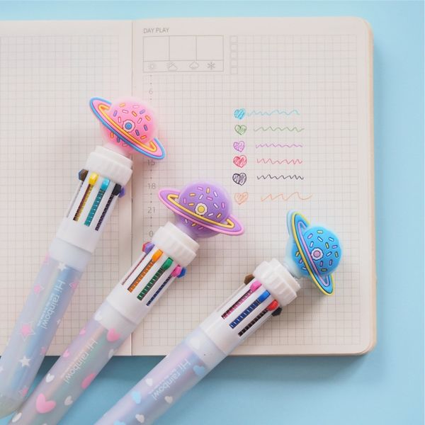

candy planet modeling 10 colors chunky ballpoint pen school office supply gift stationery papelaria escolar, Blue;orange