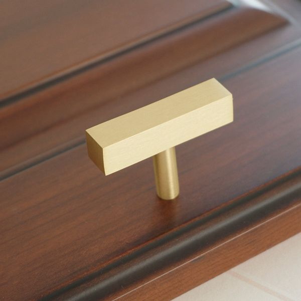 2019 Solid Brushed Brass Cabinet Drawer Knobs And Pulls Gold