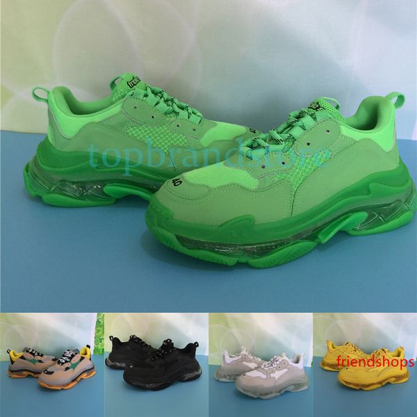 

triple s men designer shoes clear sole black neon green white yellow rainbow gym red blue grey women luxury fashion sneakers