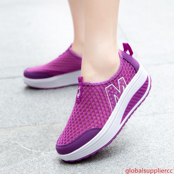 

orange summer water sneakers for women outdoor sport lightweight beach shoes breathable mesh massage female platform shoes