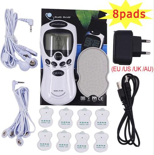 

electric herald tens acupuncture body mucle massager digital therapy machine 8 pads for back neck foot leg health care