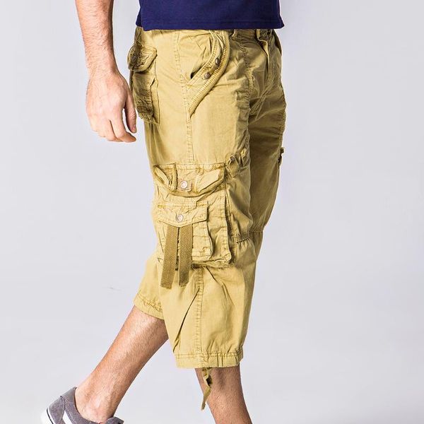 

male loose multi-pocket overalls casual capris men's shorts ing, White;black