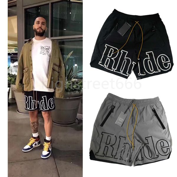 

Rhude x patron 19 letter logo ummer men 039 hort grey 3m reflective hort ca ual pant beach pant