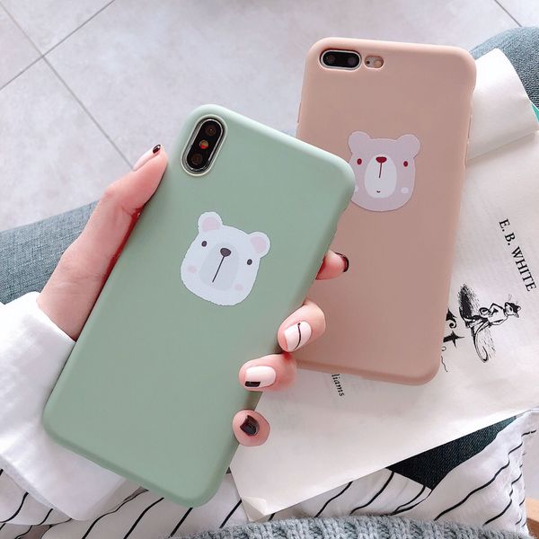 

for iphone x xr xs max 6 7 8 plus phone cases small fresh cartoon couple bear multicolor tpu soft cell phone case