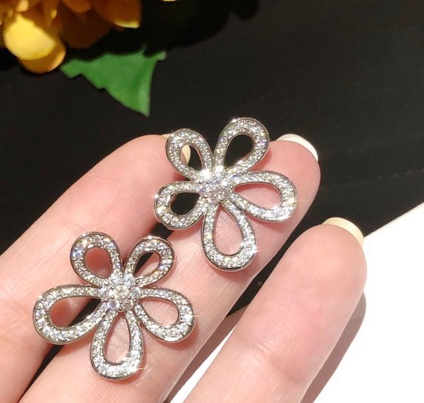 

women earrings big flower earrings with full diamonds for women chrismas gift earrings 2020 new designer 2, Golden;silver