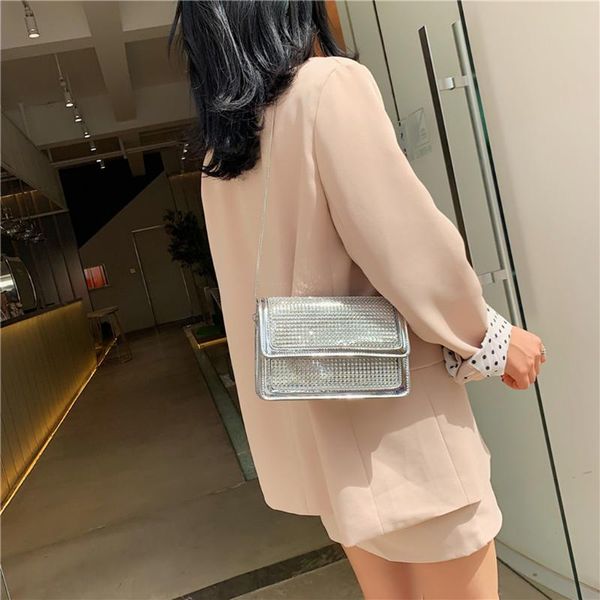 

мода серебряных женщин мешков плеча цепь блестящей rhinestone crossbody сумка женщина малый закрылки lady кошельки lady тотализаторы