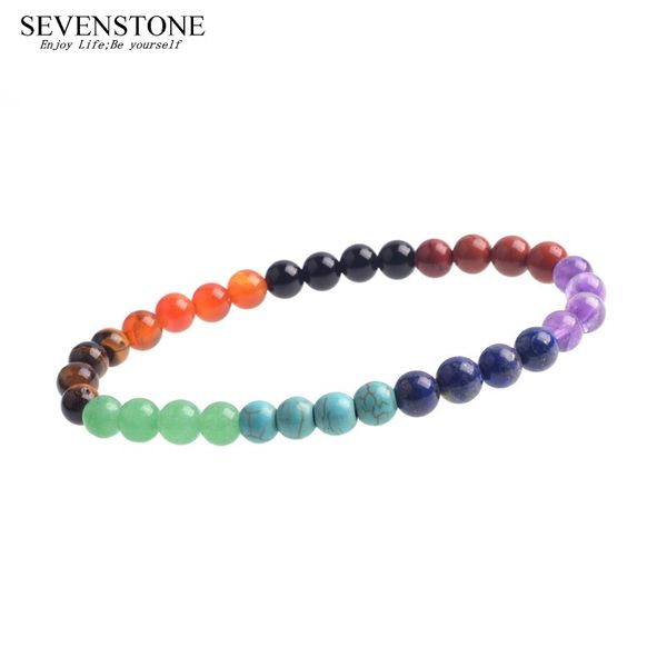 

sevenstone 2019 new 7 chakras bracelet reiki healing balancing round beads 6mm crystal women bracelets rainbow fashion jewelry, Black