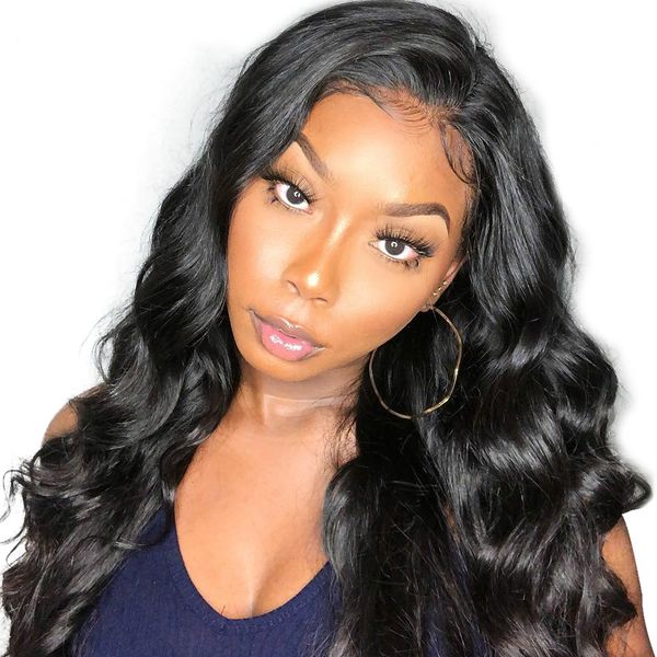 

human hair body wave 360 lace frontal wig for black women pre plucked with baby hair virgin lace front wigs