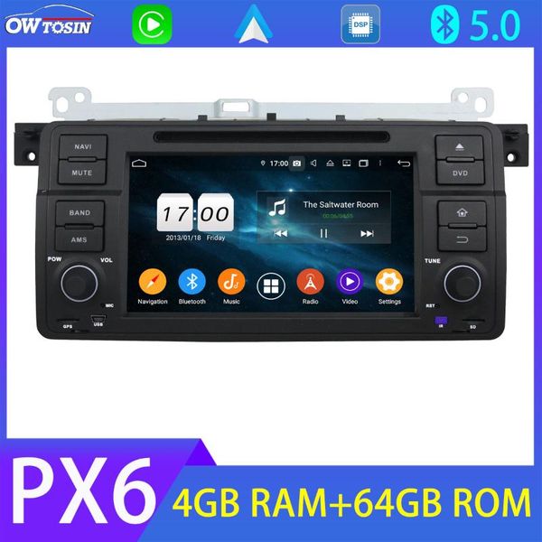 

android auto px6 4+64g car multimedia player gps navi for 3 series m3 e46 rover 75 bt 5.0 tethering 4g sim lte carplay radio car dvd