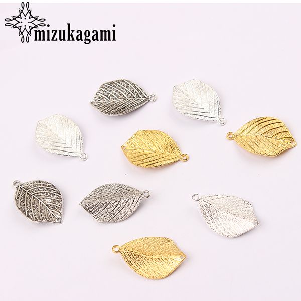 

32*20mm 10pcs/lot zinc alloy silver gold white k leaves charms pendant for diy jewelry necklaces making findings accessories, Bronze;silver