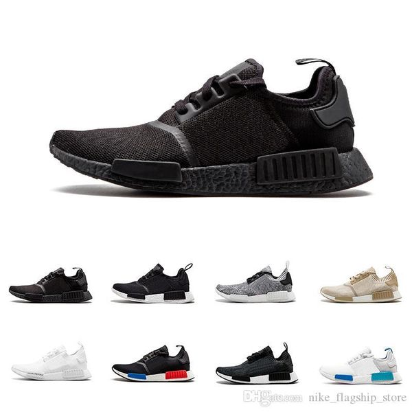 

2018 nbhd og japan triple white black r1 primeknit pk perfect authentic running sneakers casual shoes runner primeknit sneakers 36-45