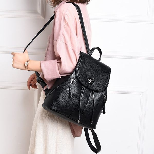 

2020 новый стиль простой женская сумка мода мягкая кожа рюкзак корейский дорожная сумка рюкзак