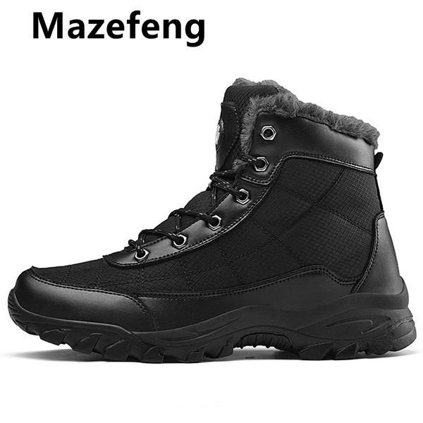 

super warm men winter boots waterproof outdoor men snow boots fur cross-country man mid calf botas hombre plus size 39-47, Black