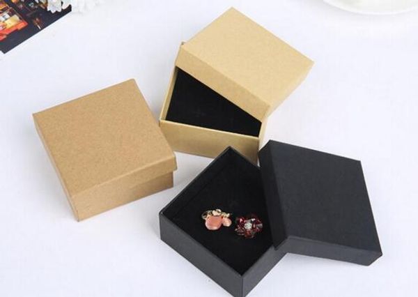

7*7*3cm gift kraft box jewelry boxes blank package carry case cardboard 50pcs/lot ga55, Black;white