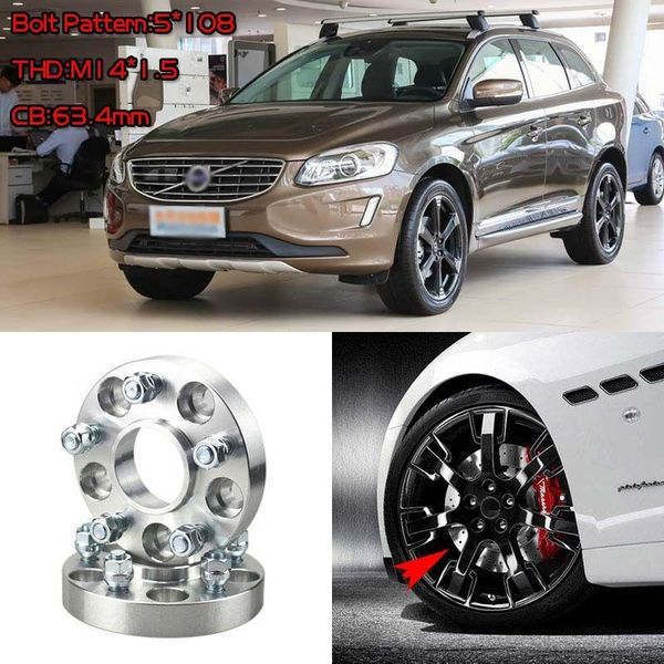 

4pcs 1" wheel spacers adapters 5 lug 5x4.3"/5x108-14x1.5 studs for volvo xc60