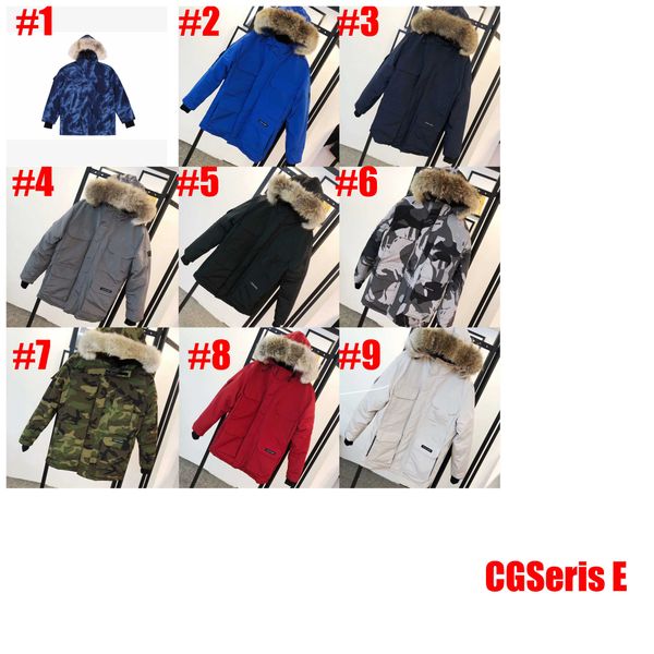 

canada mens down coat camo printing hooded windproof fashion active womens jackets luxury embroidery badge clothes with parkas 2019 winter, Black