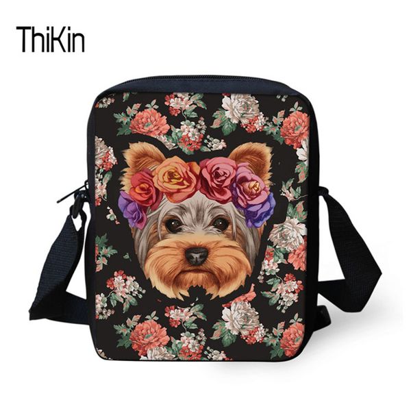 

thikin children cross body purse cute yorkie printing small messenger bag for kids boys girls women's fashion handbag female new