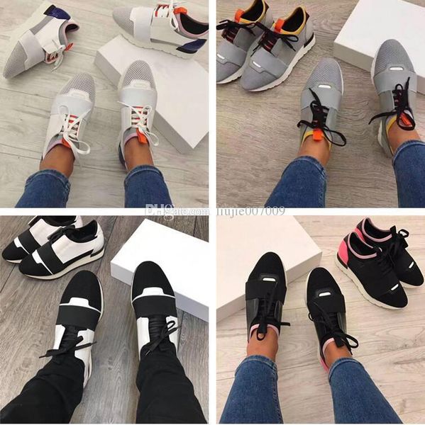

2017 race runner shoes woman casual shoe man's fashion colorful patchwork mesh mixed colors trainer sneakers with box size 46, Black