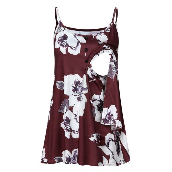 

maternity women pregnant nusring maternity sleeveless straps ruffles print camisetas lactancia verano nursing, White
