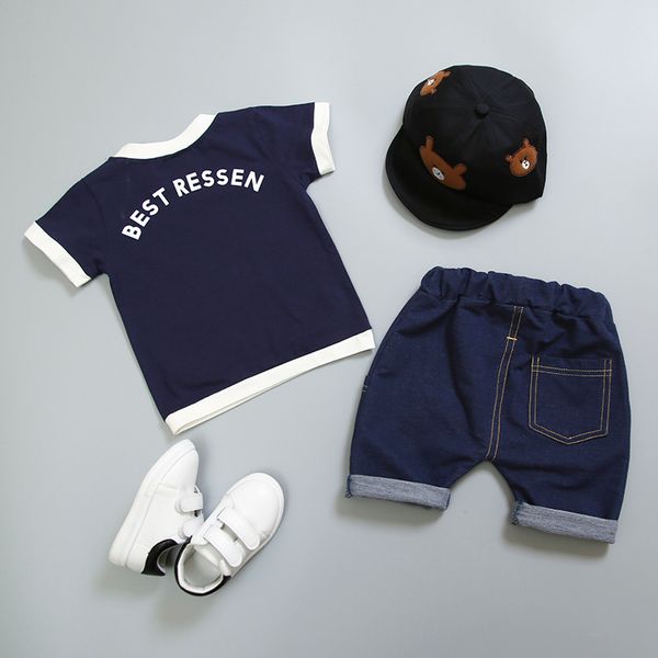 

New Hot Suit Summer Children Boys Girls Clothes Sets Kids Cotton Letter Short Sleeves T-Shirt 2PCS/set Toddler Child Clothing