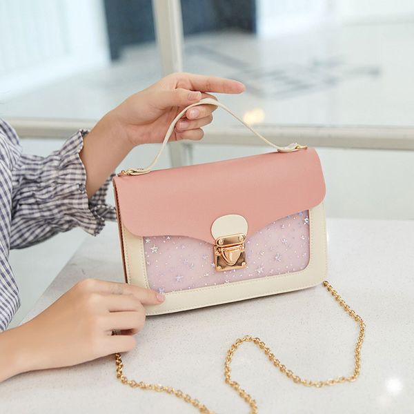 

women mini crossbody bags girls contrast color star sequin chain sling bag fashion small messenger bag summer flap handbag h077