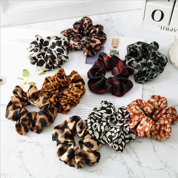 

9 colors women girls leopard color cloth elastic ring hair ties accessories ponytail holder hairbands rubber band scrunchies fj652, Slivery;white