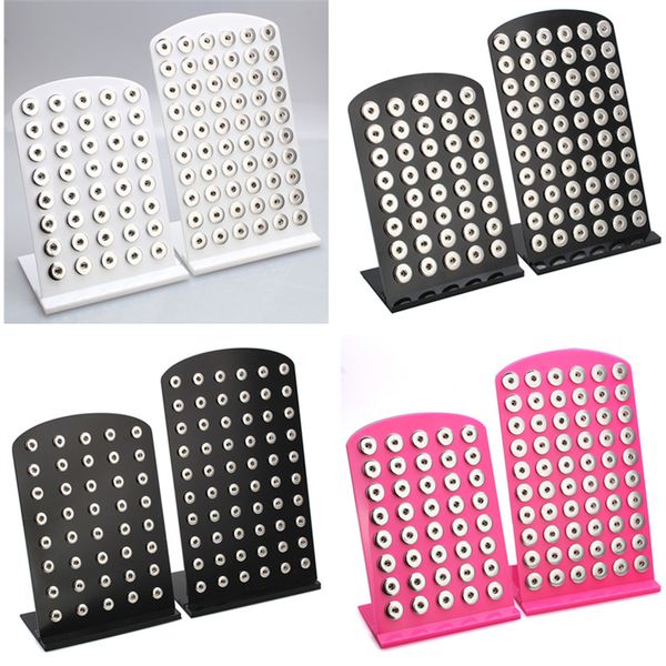 

new snap button jewelry white acrylic snap display for 40pcs &60pcs 12mm 18mm stands display detachable set zk003, Golden;silver
