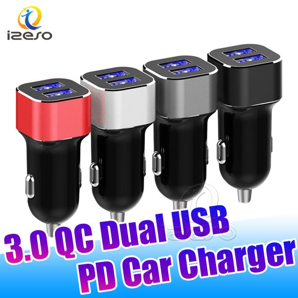 

3.0 qc 18w pd fast charger dual port portable mini car charge adapter for samsung note 10 huawei mate 30 pro iphone