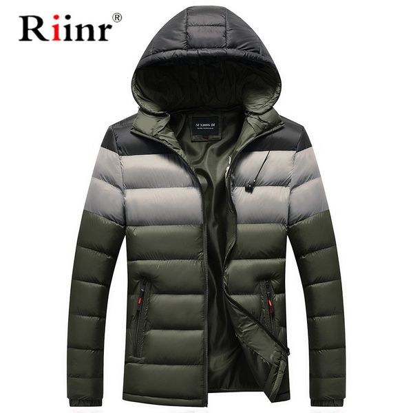 

riinr winter brand men parkas coat fashion men's england style parka male with headphones casual hooded parka warm coats jacket, Black