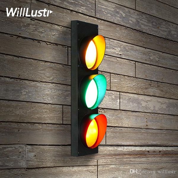 

iron wall lamp traffic light red yellow green remote control living room restaurant cafe bedroom l hall vintage industrial lighting