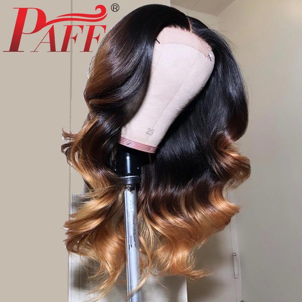 

paff ombre blonde 1bt27 color wigs glueless lace front wigs body wave malaysia hair lace front human hair wigs with baby hair, Black;brown
