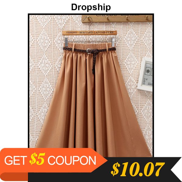 

women skirts long skirt skirts womens pleated long midi high waist faldas mujer moda 2019 korean patchwork belt spring summer white, Black