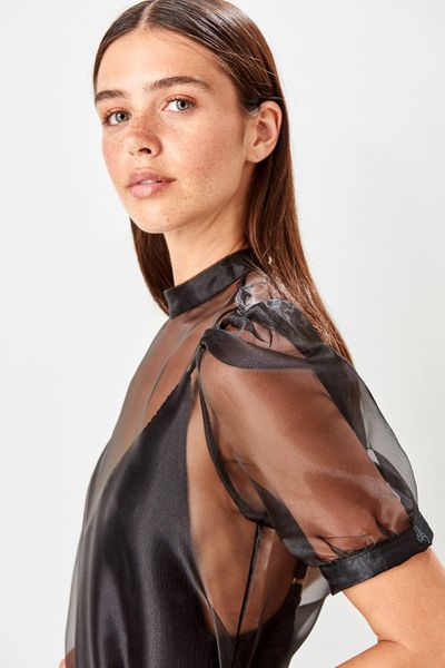 

trendyol black organza blouse twoss19eh0252, White