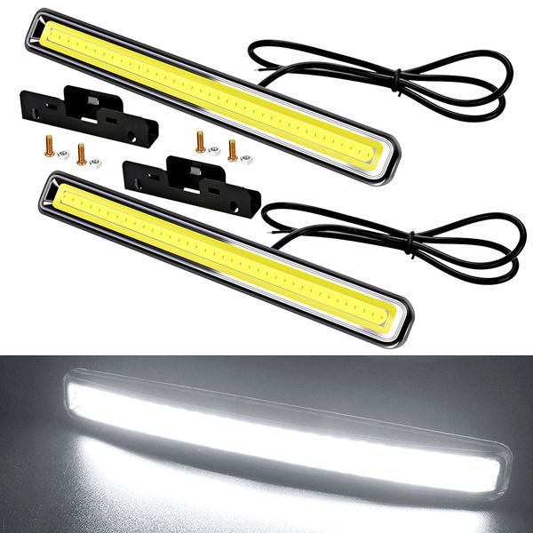 

2pcs super bright white cob angel eye drl universal car truck daytime running light auto workin driving strip light car styling