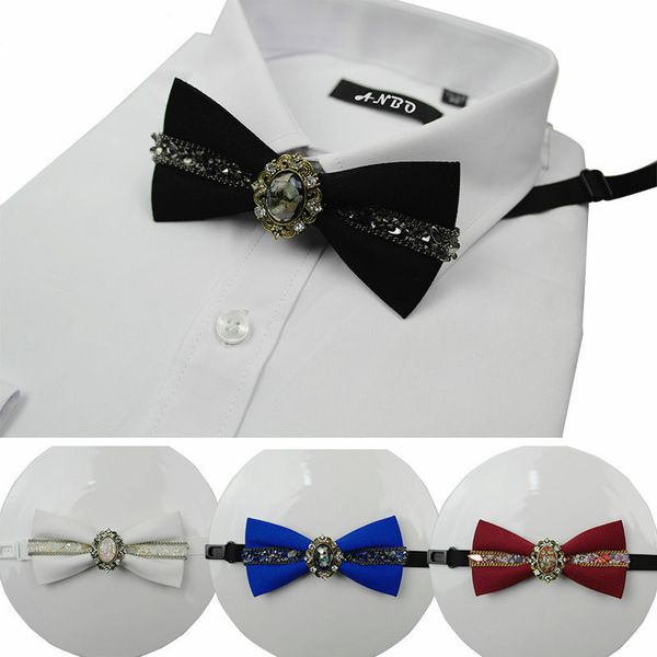 

korean luxury diamond bow tie diamond bow brooch flower bowtie british men's wedding suit clothing & accessories, Blue;purple