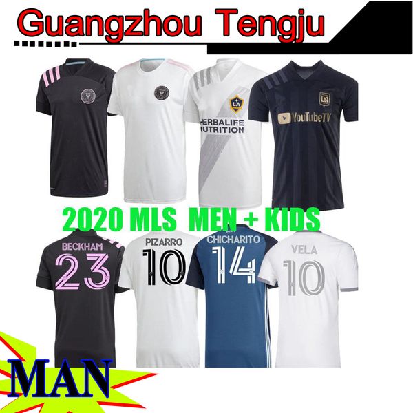 

inter miami socer jersey 2020 2021 la los angeles galaxy fc lafc beckham 20 21 vela chicharito mls inter miami cf men kids football shirts, Black