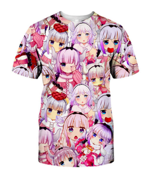 

new естественно cute anime kawaii канна камуи футболка 3d печать мужчины / женская унисекс смешной лето круглый воротник коротким рукавом по, White;black